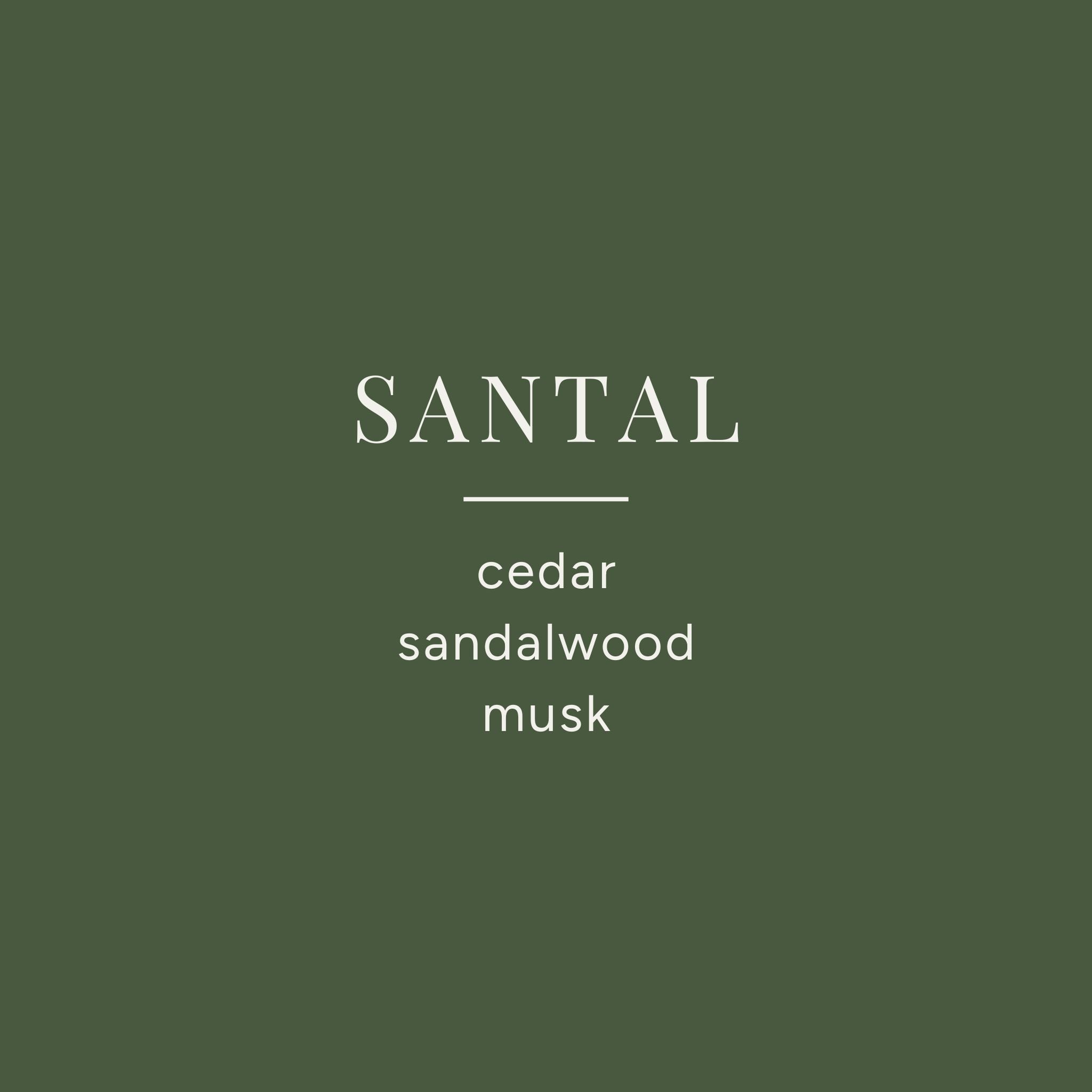 Santal Deconstructed Candle has notes of cedar, sandalwood, and musk